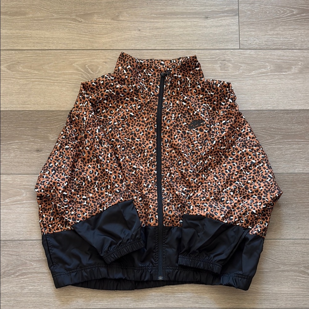 Nike Women's NSW Woven Jacket Desert Ochre Animal Print CD3683-754 Sz M Cheetah